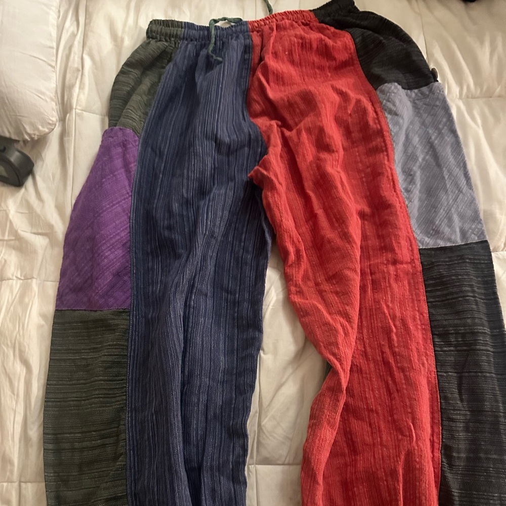 Multicolored Patchwork Harem Pants - image 1